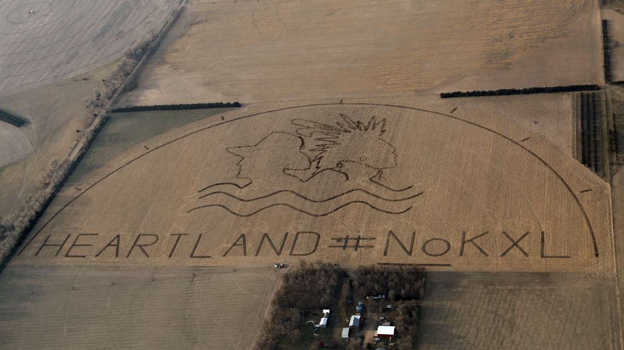 Opponents carve anti-pipeline message into field