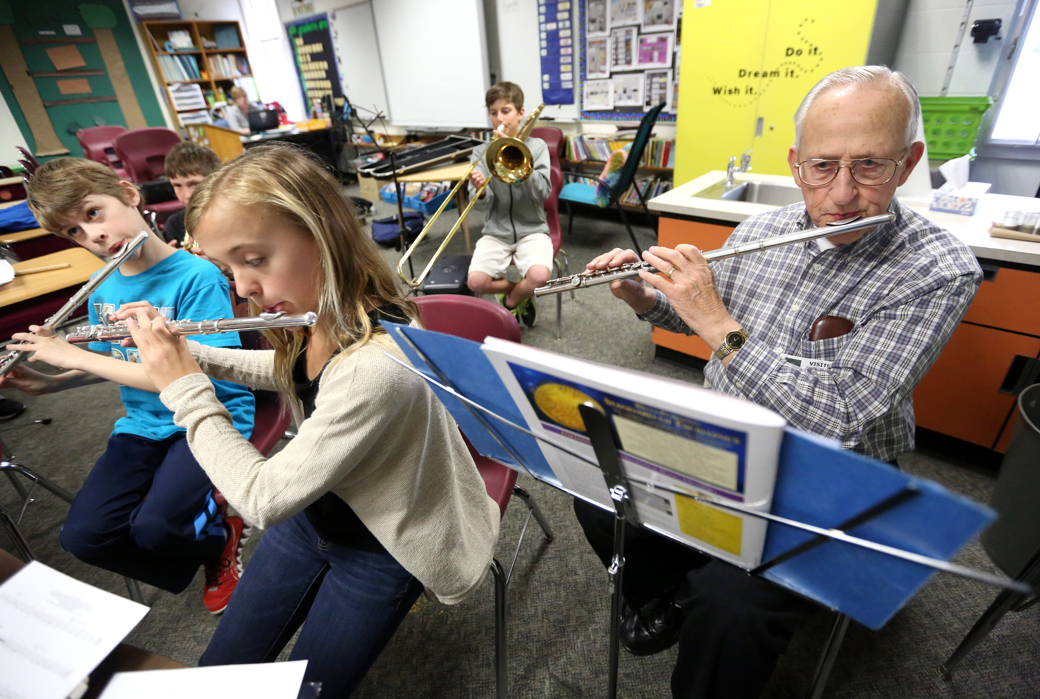 79-year-old player joins Dubuque elementary band