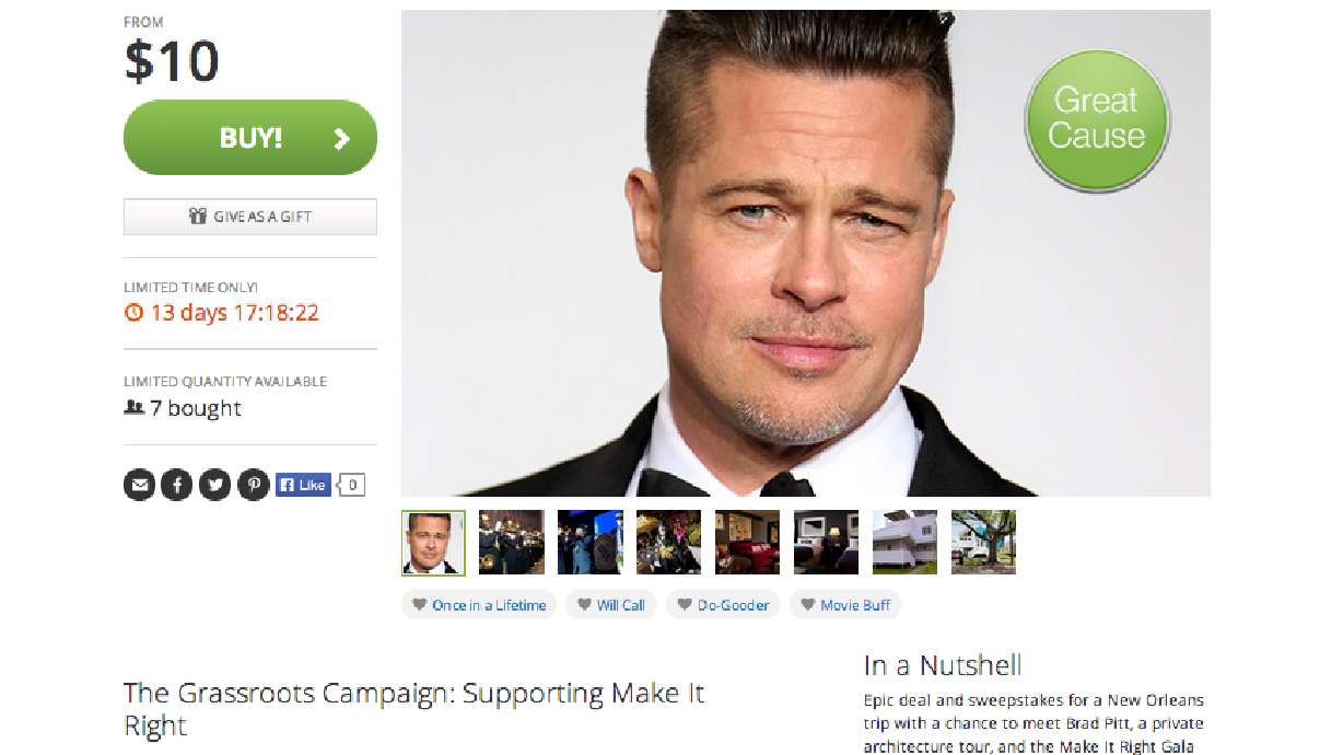 Groupon Offers Epic Deal to Make It Right Gala with Brad Pitt, Bruno Mars and Kings of Leon