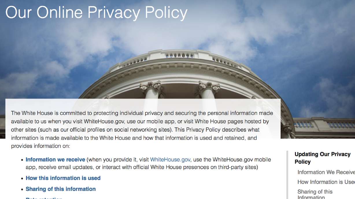 White House updating online privacy policy