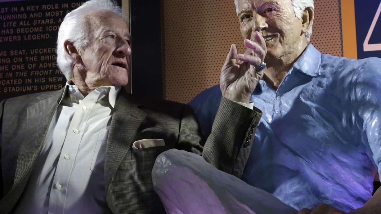 Brewers honor Uecker with statue _ in the last row