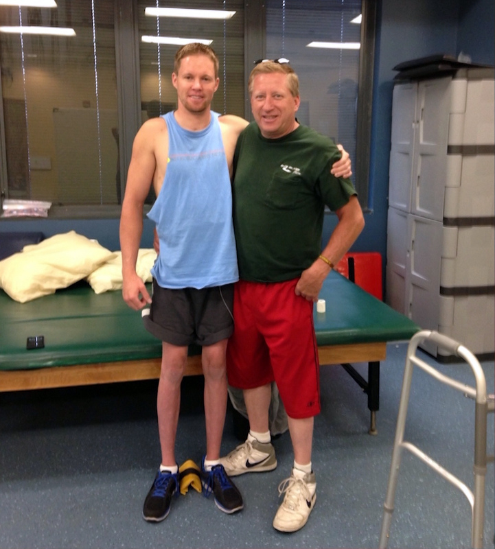 Dustin Shillcox stands with his father.