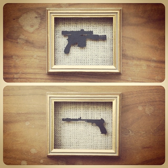 Cindy Ferguson's paper cut blasters.