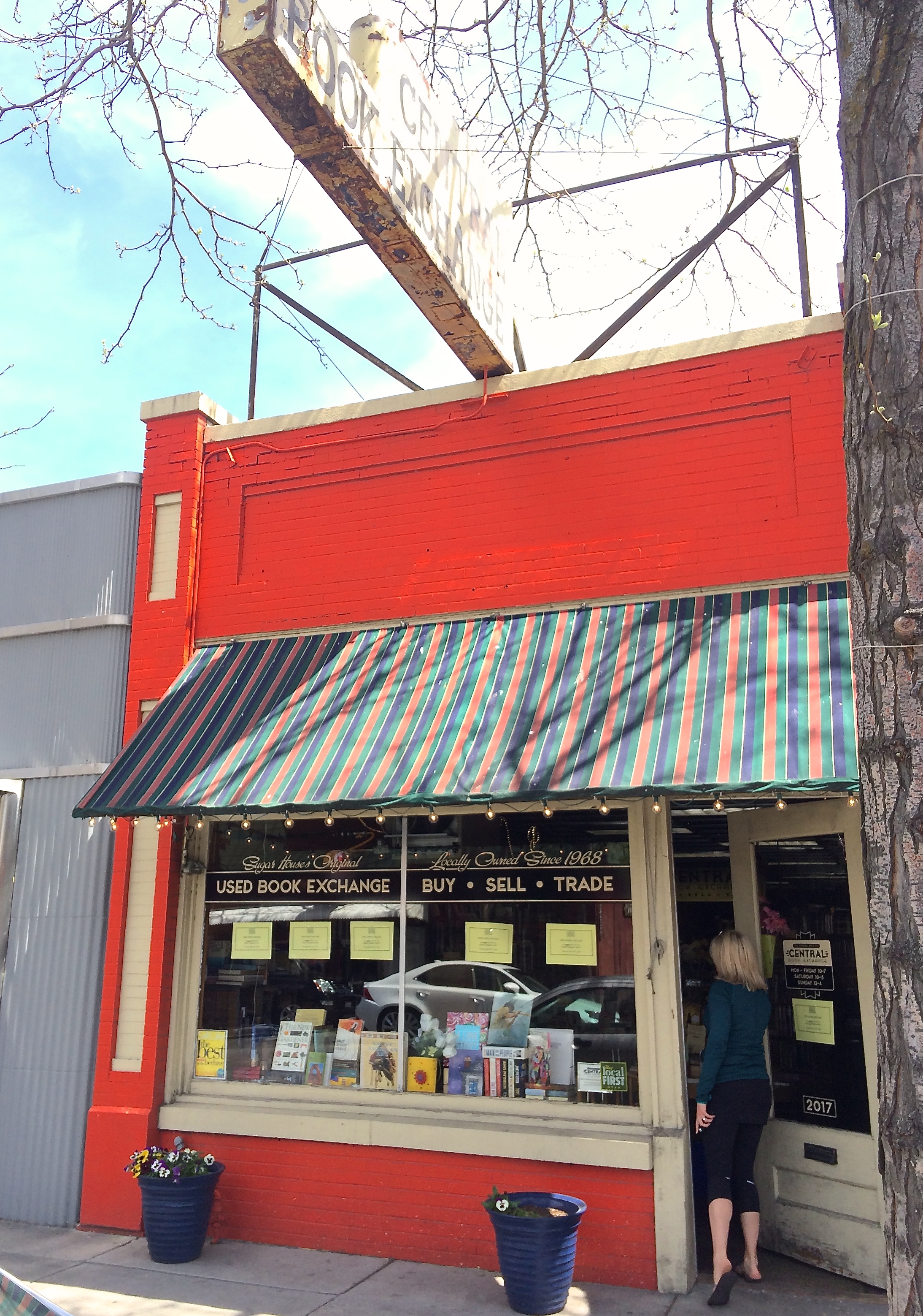 Claire English browses through used books in
Central Book Exchange.