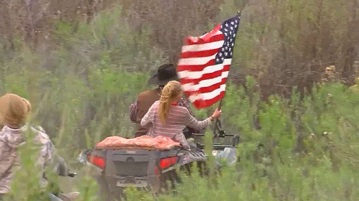 Hundreds of protesters gather to ride on recreational trails in Recapture Canyon in an event organized by San Juan County Commissioner Phil Lyman to protest what he says is the agonizingly slow decision-making process of the BLM, on Saturday, May 10, 2014. The county has been seeking a right-of-way for more then seven years.