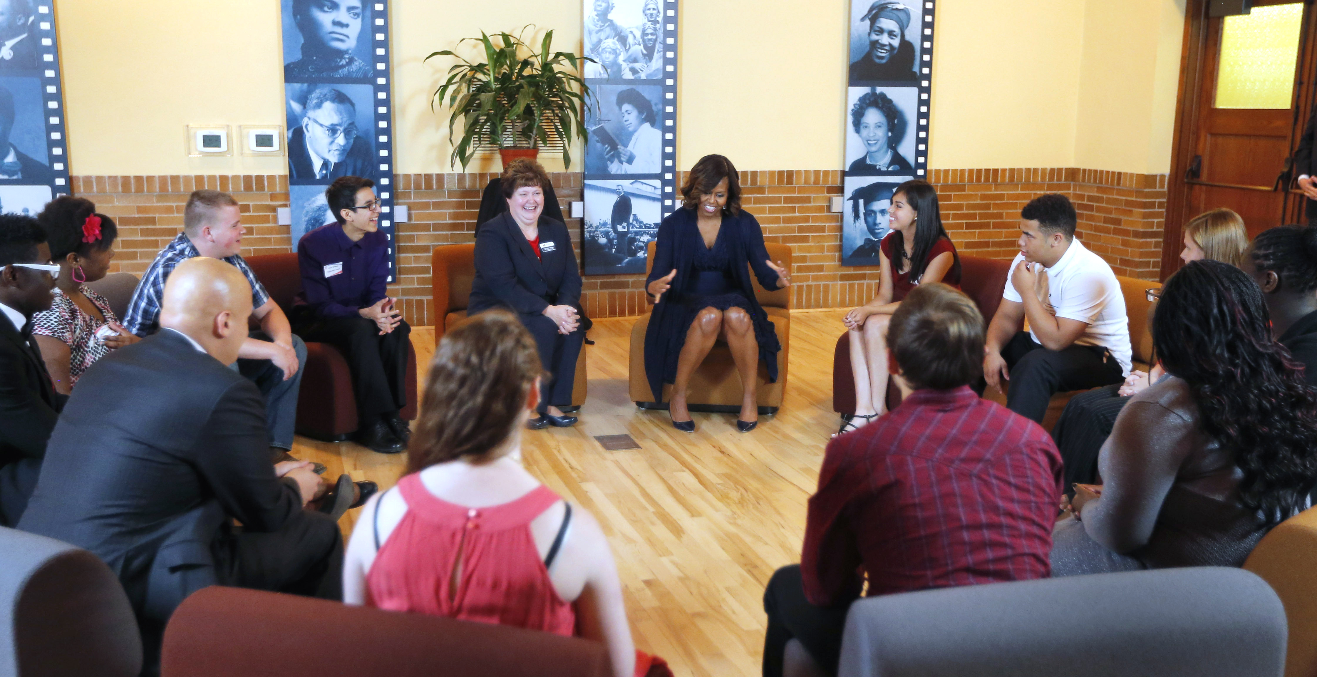 First lady tells Kansas students to fight bias