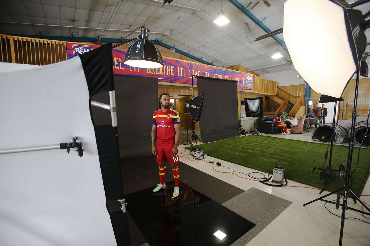 Robbie Findley poses for photographs during Real Salt Lake media day near Rio Tinto Stadium in Sandy before the 2014 season. (Deseret News/File)