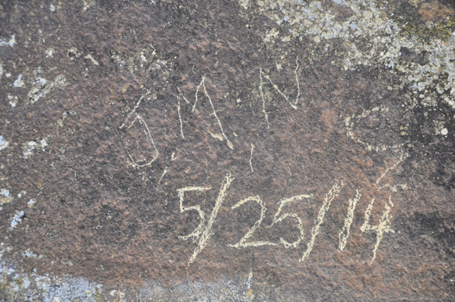 This vandalism of valuable rock art in Nine Mile Canyon happened May 
25 and has prompted a federal criminal investigation. The defacing 
involves the "Pregnant Buffalo" site visited by thousands of people 
every year. (Photo: Jerry Spangler, Colorado Plateau Archaeological 
Alliance)