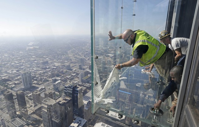 "All I knew is the glass is underneath me, 
there's 103 floors going all the way down, and 
this glass is broken &mdash; and I'm thinking I'm 
going to say hello to the sidewalk in just a 
few seconds." -Alejandro Garibay