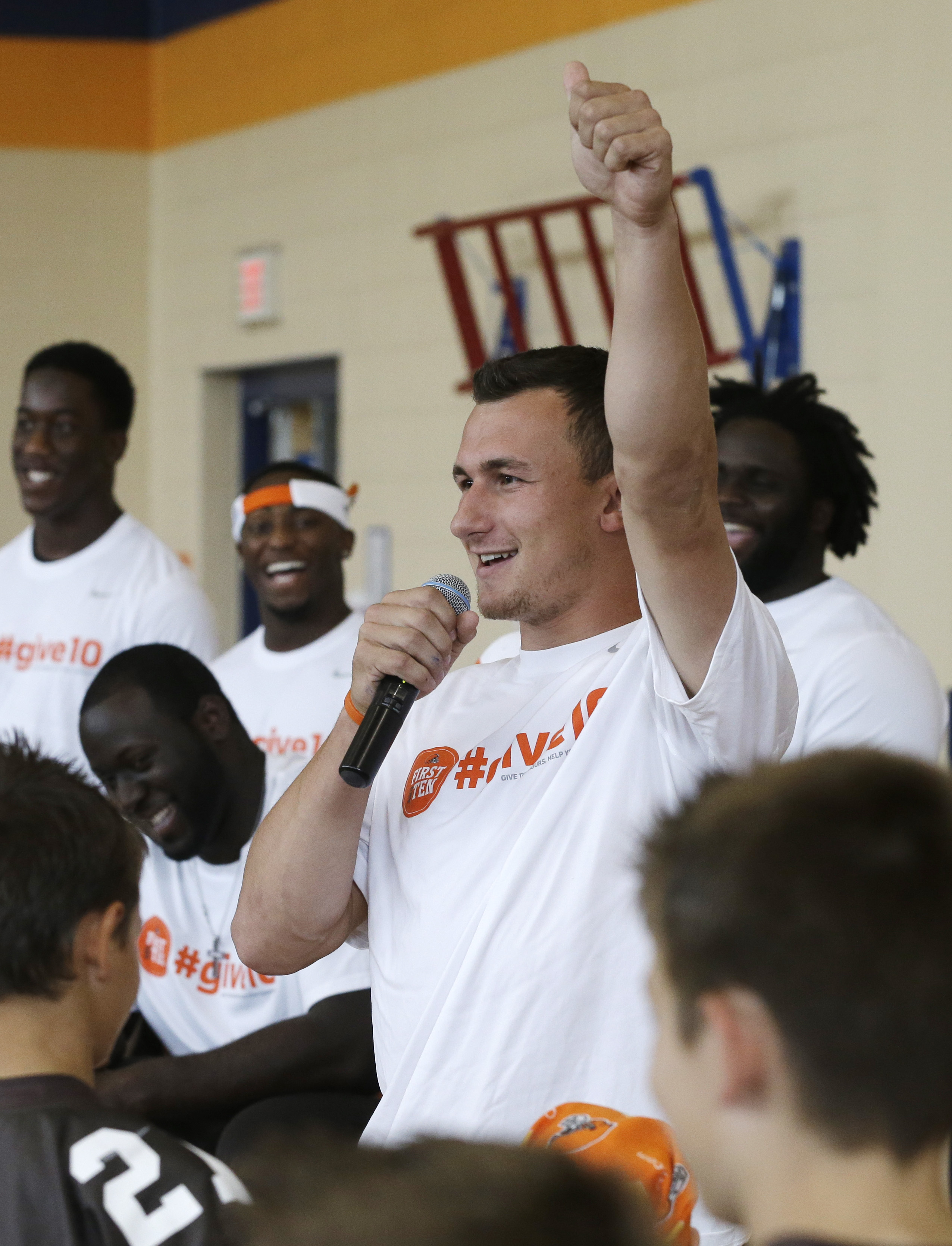 Johnny Football's first pitch rained out