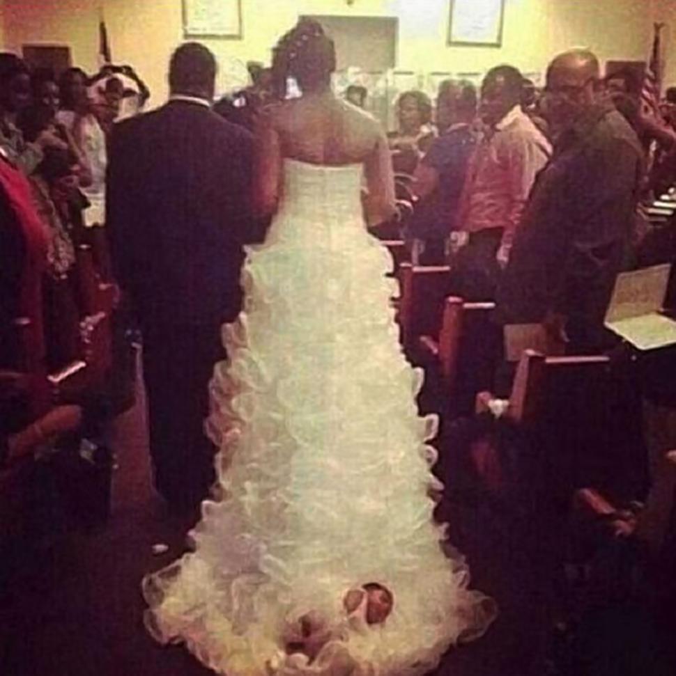 "This action has significant historical value 
and indicates the dedication of her mother (and 
father) toward caring for her child and family. 
We throughout history have worked hard to do 
whatever necessary to take care of our own. A 
GOOD mother takes her child wherever she goes, 
even down the aisle." -Kaye Jordan, wedding 
planner