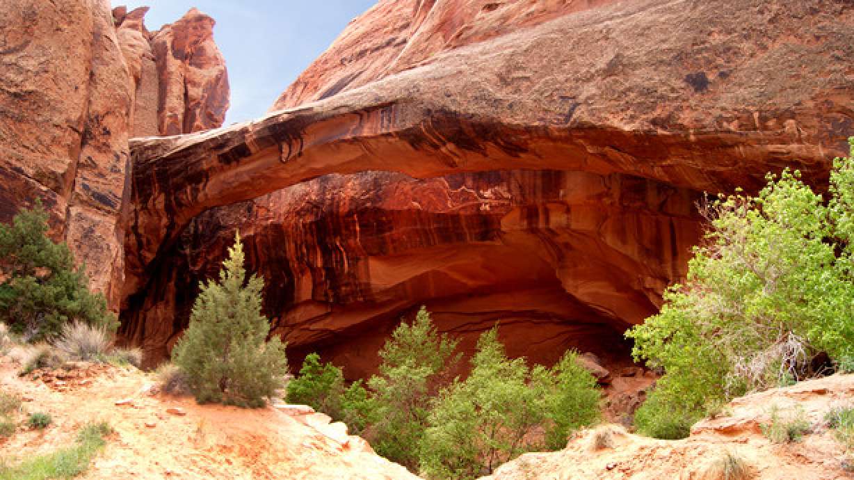 A 21-year-old woman died in a climbing accident at Morning Glory Arch on Saturday.