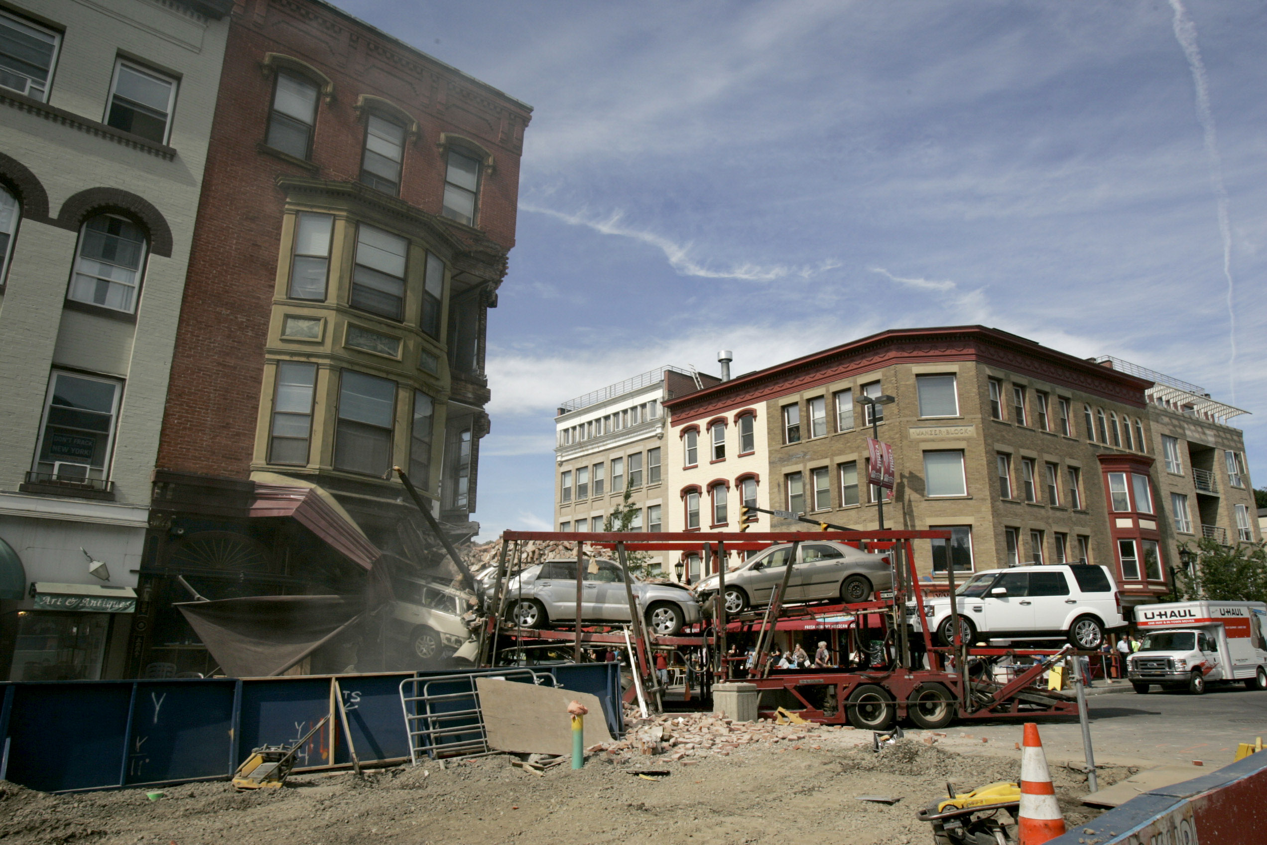 Car hauler crashes into upstate NY restaurant