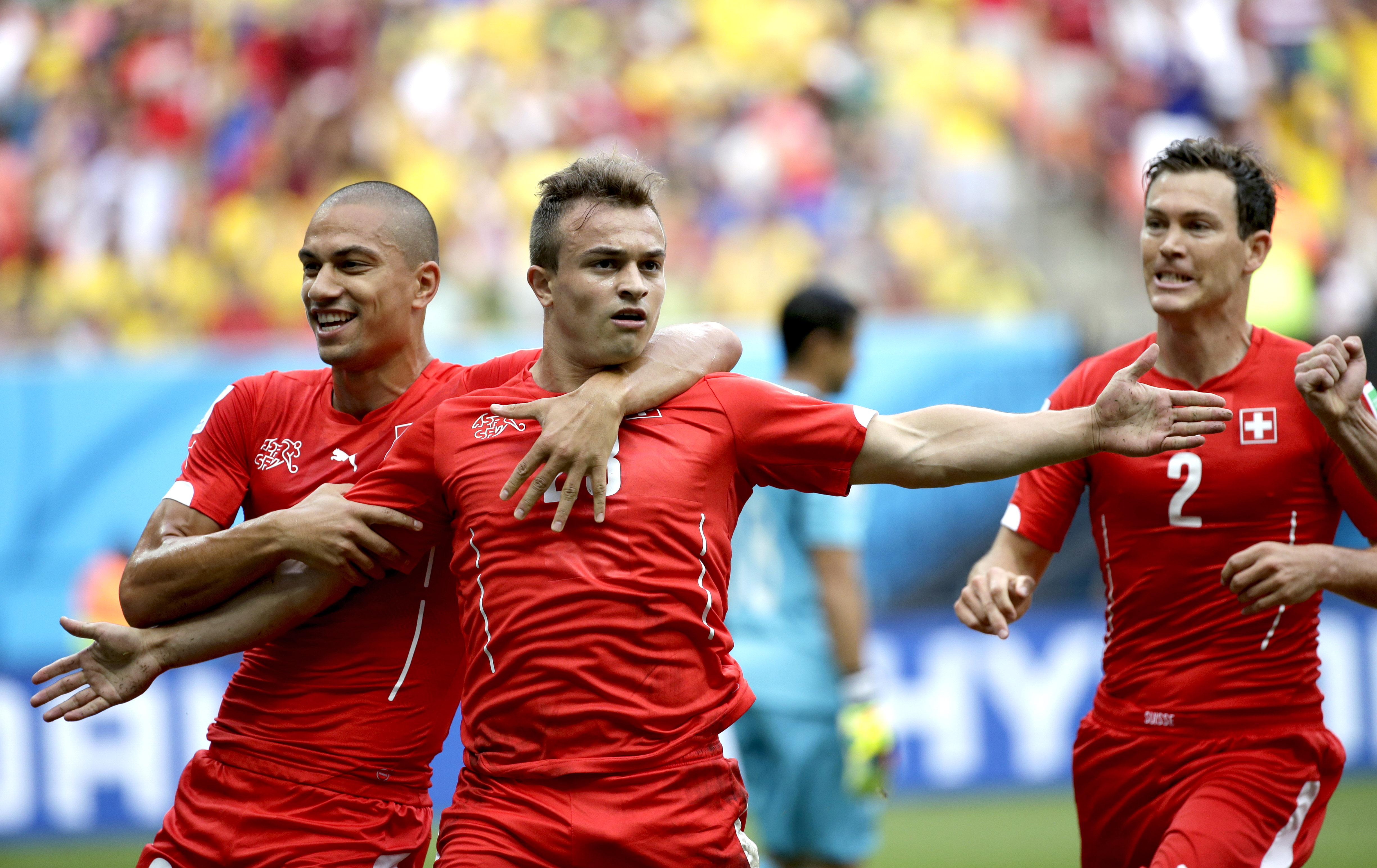 Shaqiri's hat trick puts Swiss into 2nd round