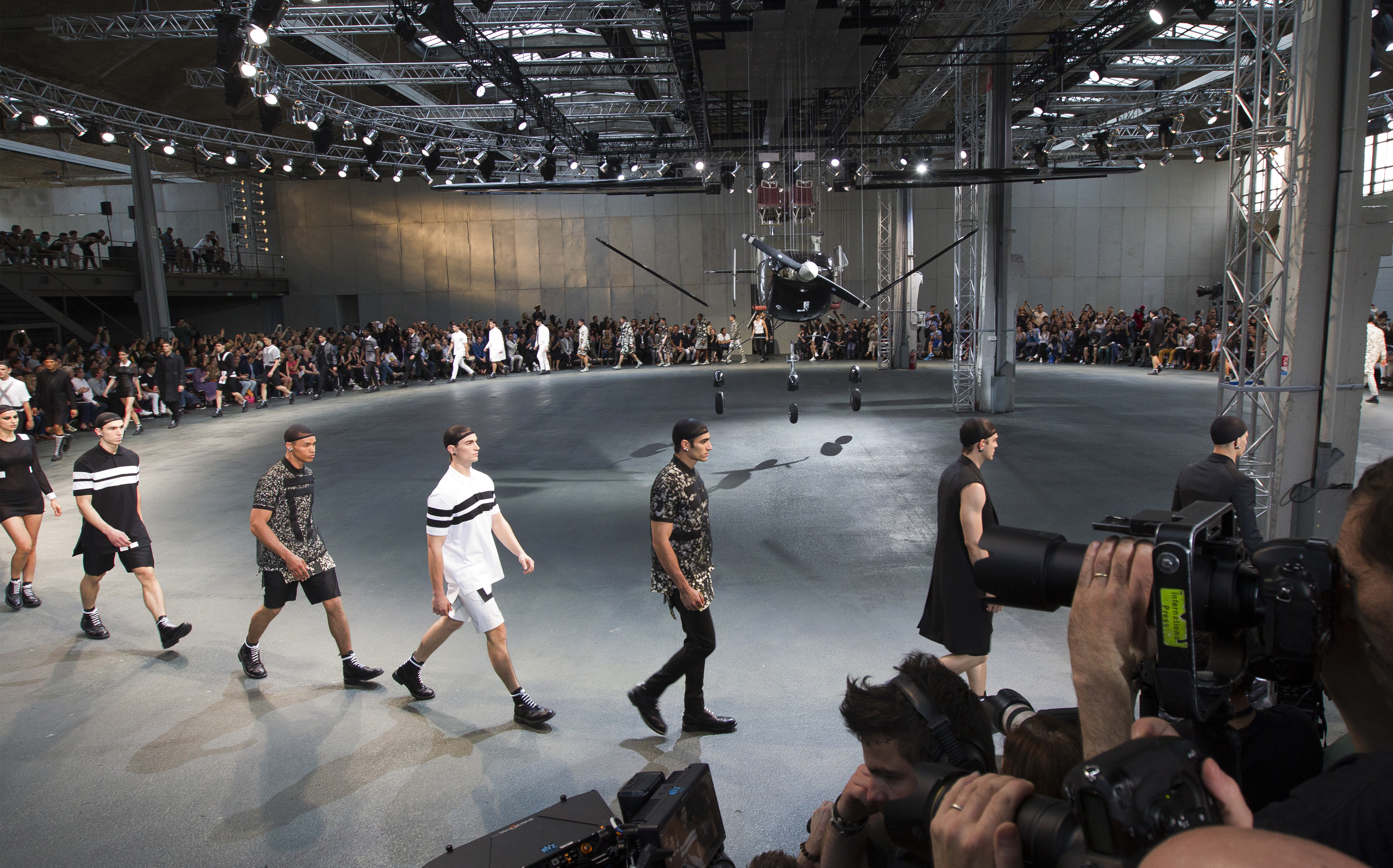 Givenchy explodes plane for Paris menswear show