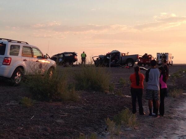 A crash on I-80 between Tooele and Wendover left three dead and one in critical condition on Friday. (Photo: Alex Cabrero, KSL TV)