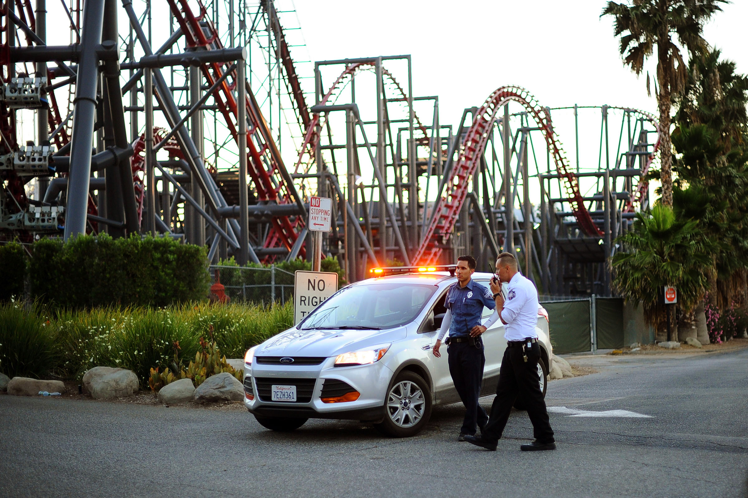 Tree toppled onto coaster; left riders dangling