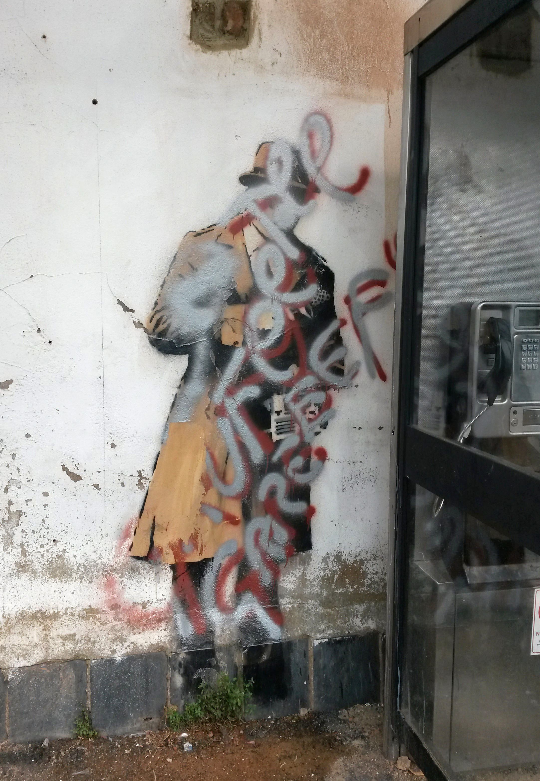 Banksy's 'Spy Booth' artwork defaced