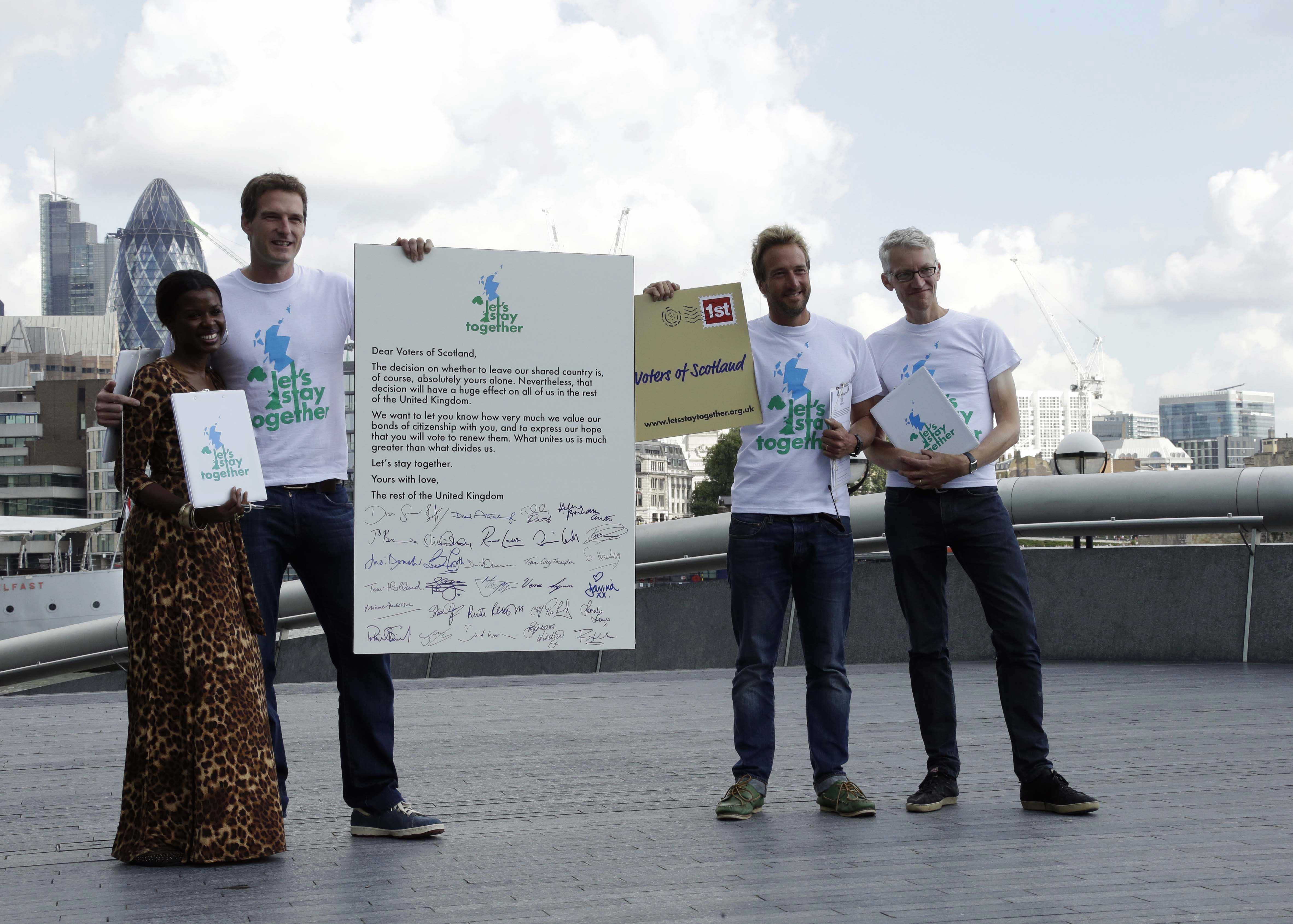 Celebrities appeal to Scotland to stay in UK