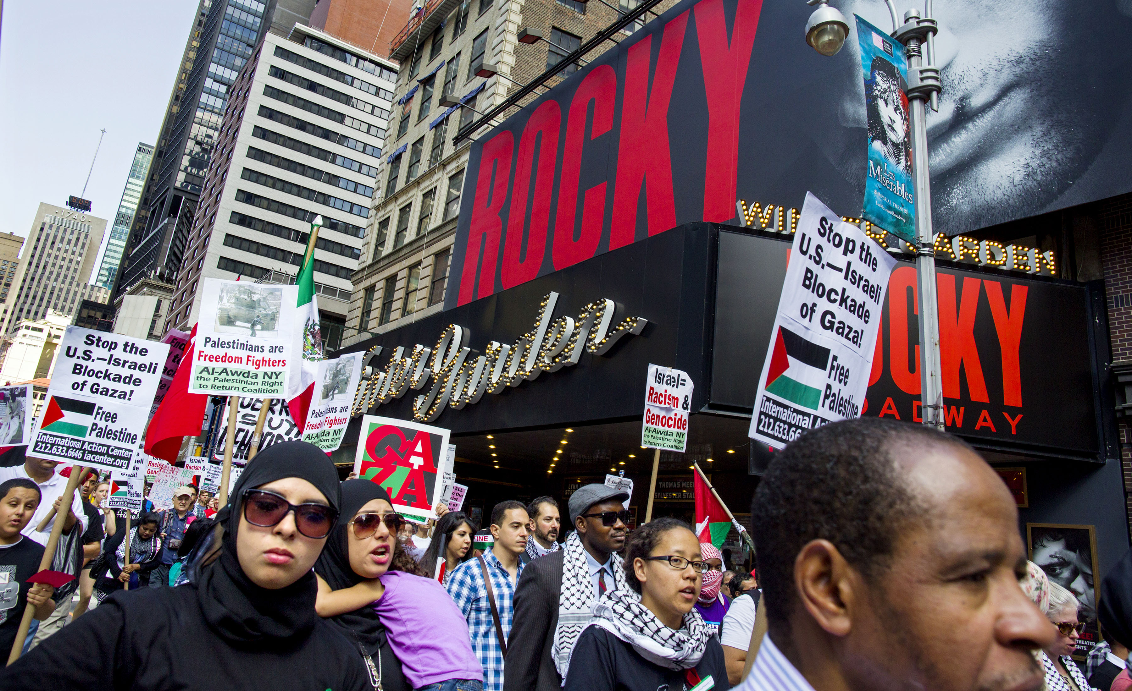 Pro-Palestinian activists march to UN headquarters
