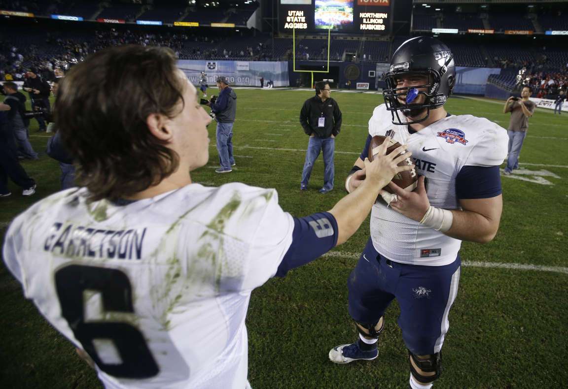 Utah State quarterback Darell Garretson, shown here following the Aggies' win over Northern Illinois in the Poinsettia Bowl in 2013, told the Oregonian on Monday night that he is transferring to Oregon State. (Photo: Deseret News file photo)