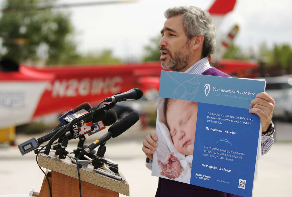 Department of Health's Alfred Romeo speaks during a press conference at Intermountain Medical Center in Murray Tuesday, Aug. 26, 2014, after a newborn baby was left in a dumpster in Kearns. (Photo: Jeffrey D. Allred, Deseret News)