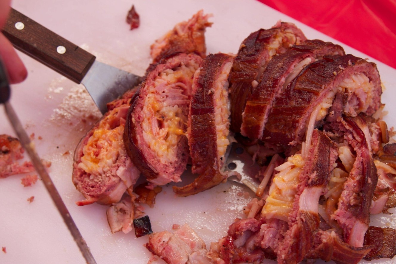Bacon-wrapped brisket.
