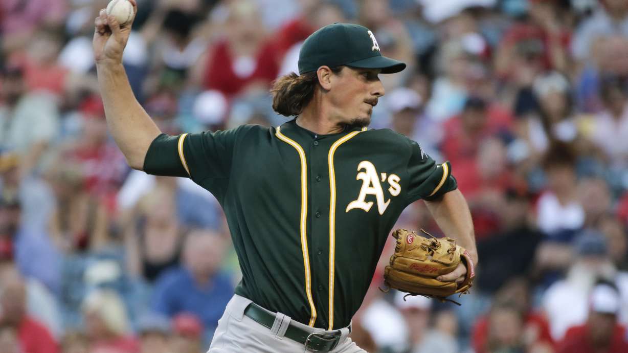 A's get 3 hits off 8 Angels pitchers in 2-0 loss