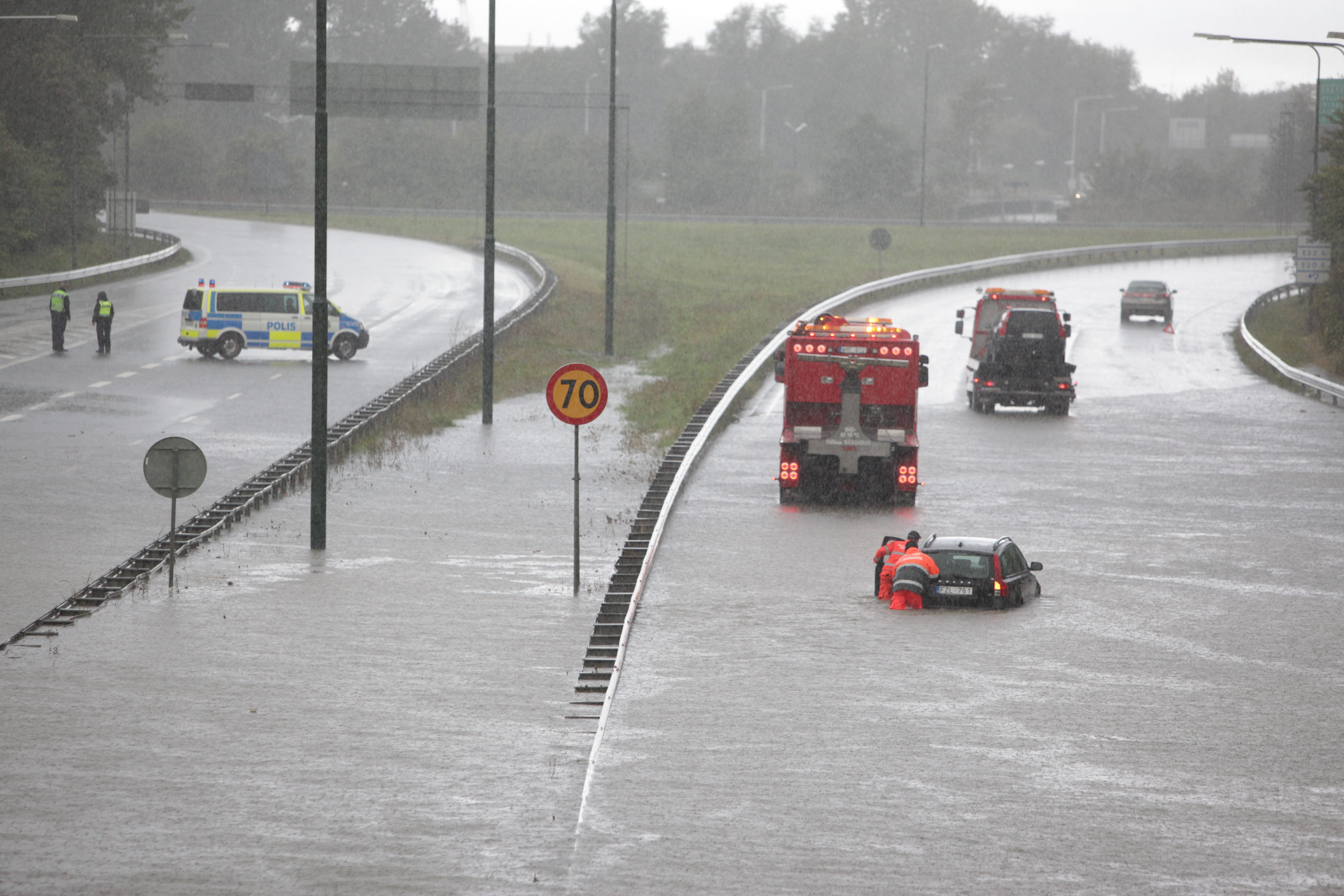 Flash floods snarl traffic in Sweden, Denmark
