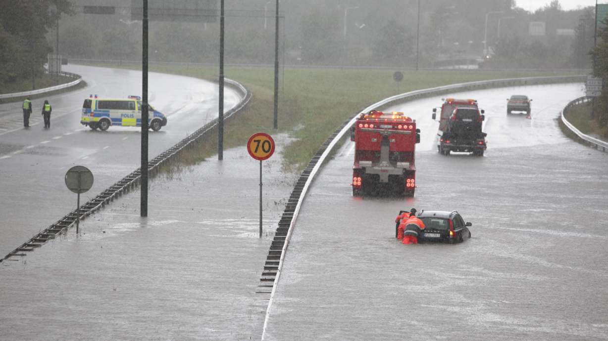 Flash floods snarl traffic in Sweden, Denmark