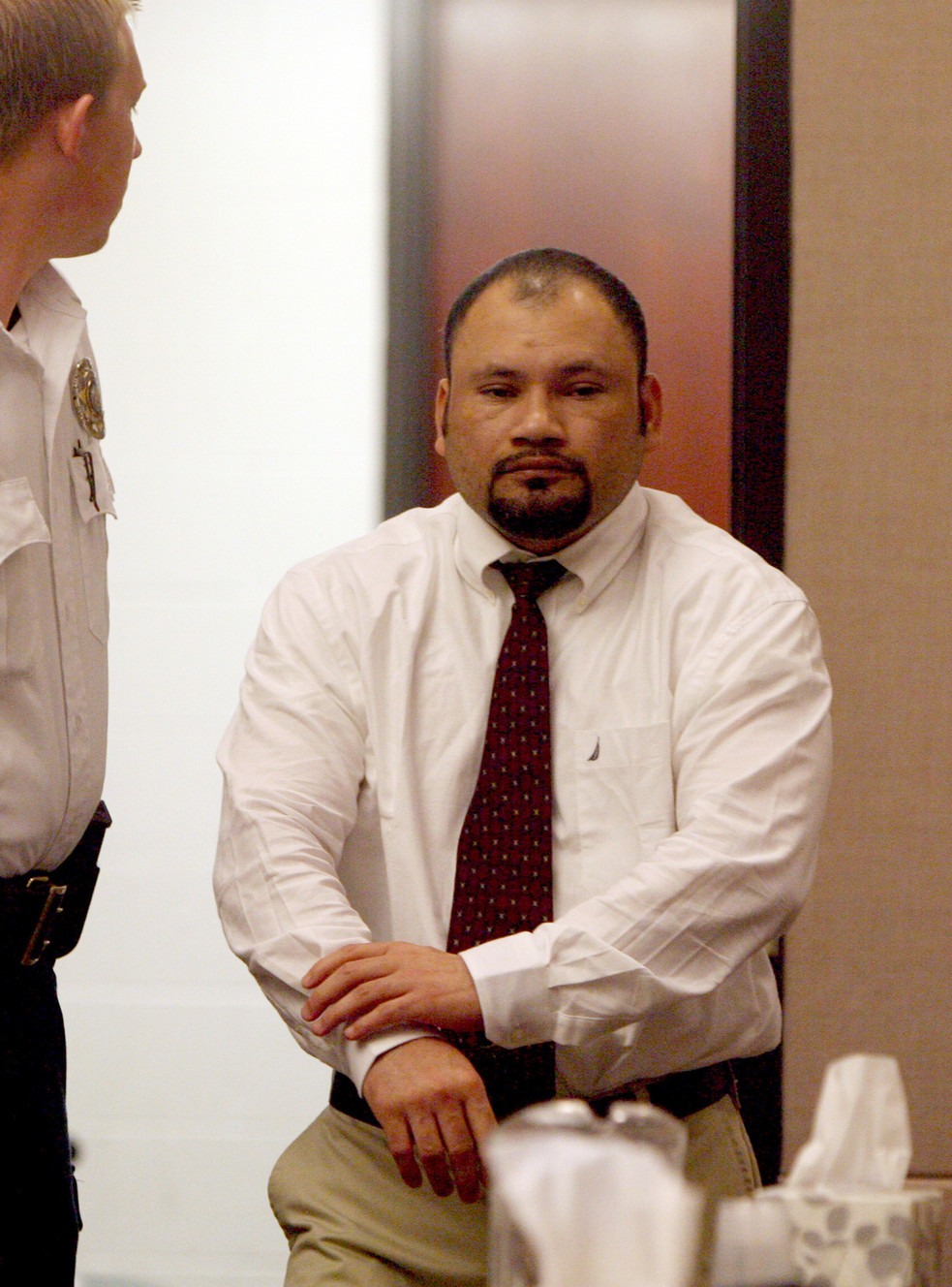 Jose Leiva-Perez enters the courtroom in Vernal Wednesday, Sept. 3, 2014, before opening statements in his murder trial. Leiva-Perez is accused of beating his cousin to death in January 2013. David Urrutia's body was found inside the tiny camp trailer the two men shared in Fort Duchesne, Uintah County, by a sheriff's deputy who was conducting a welfare check at the request of Urrutia's sisters.