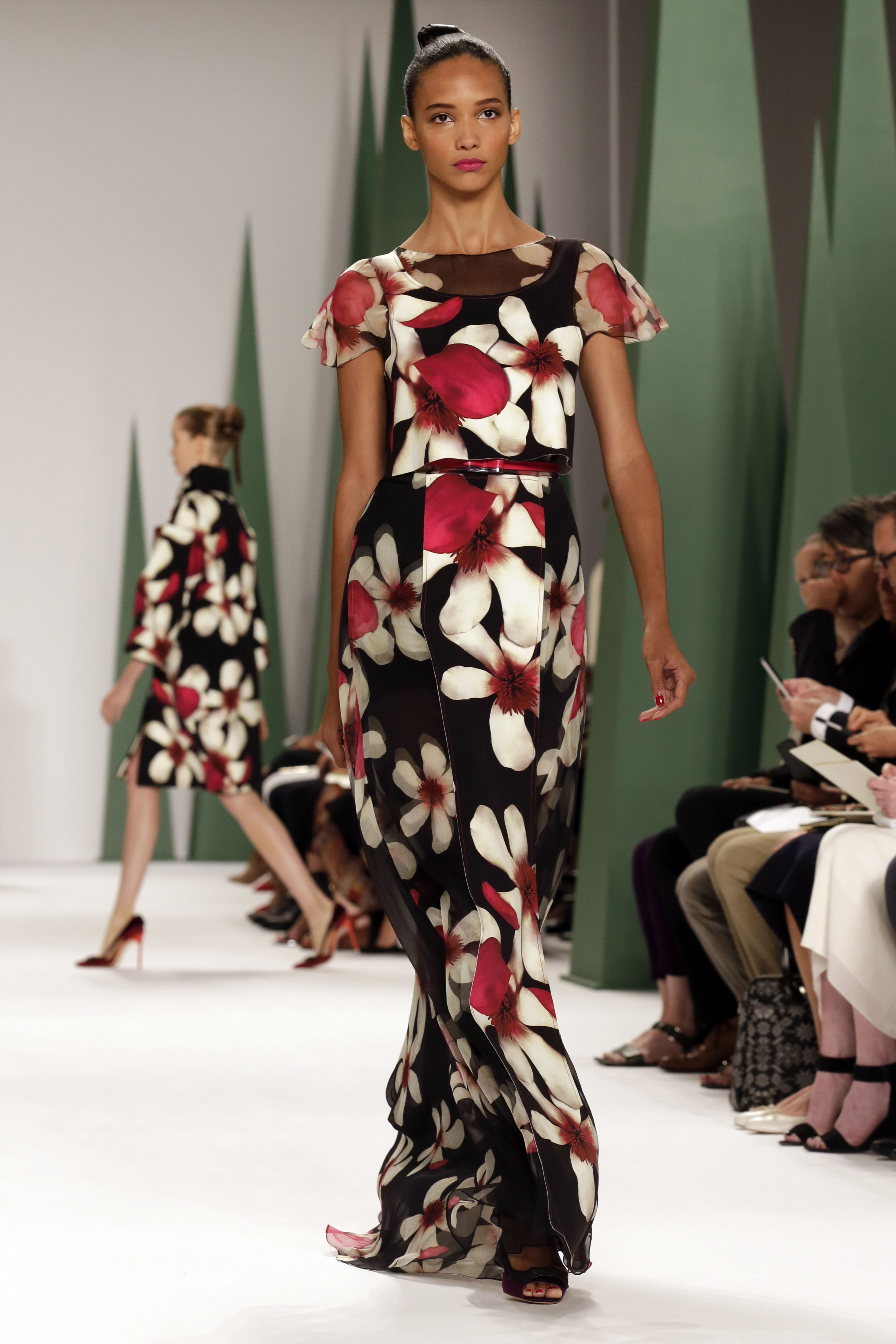 FILE - In this Monday, Sept. 8, 2014, file photo, the Carolina Herrera Spring 2015 collection is modeled during Fashion Week, in New York. (AP Photo/Richard Drew, File)