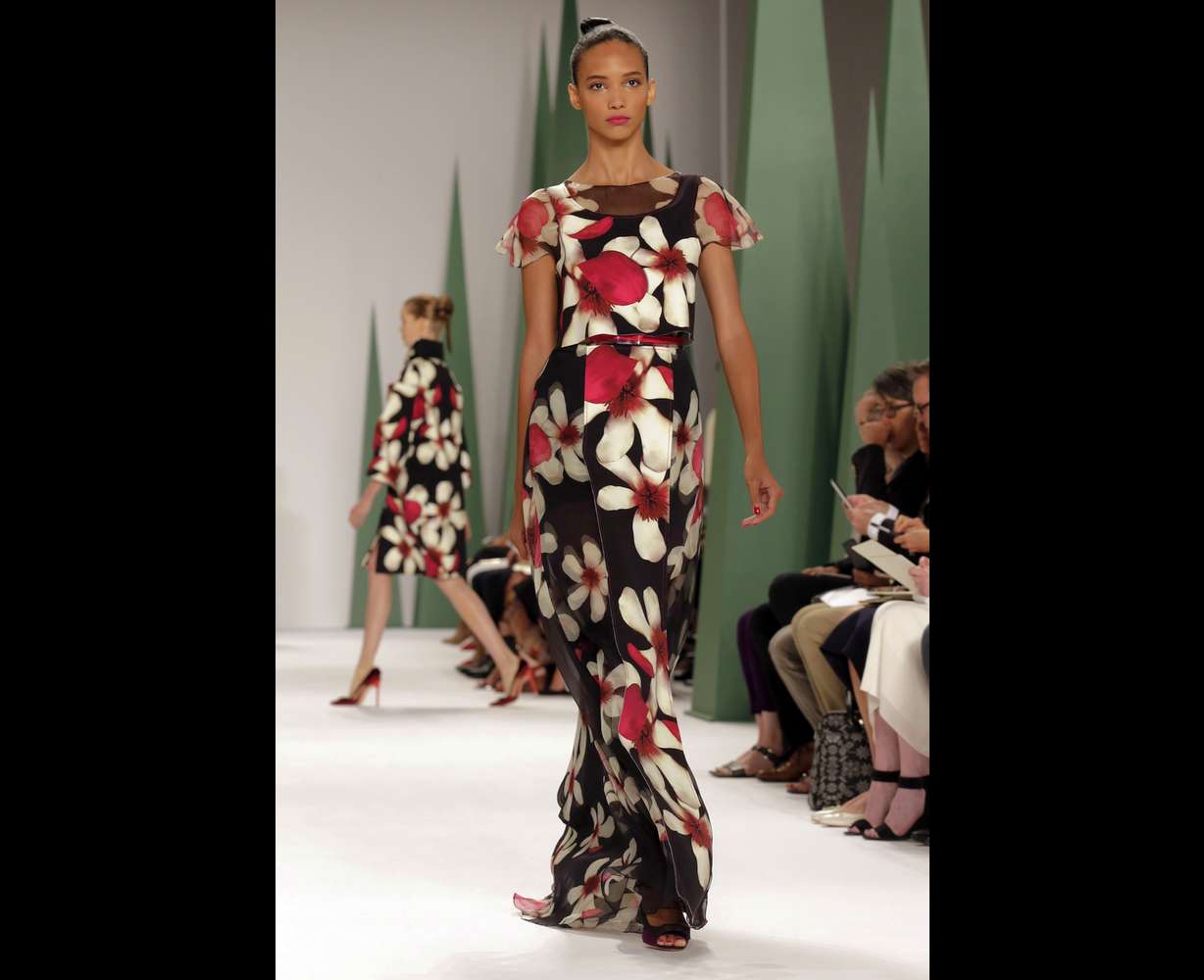 FILE - In this Monday, Sept. 8, 2014, file photo, the Carolina Herrera Spring 2015 collection is modeled during Fashion Week, in New York. (AP Photo/Richard Drew, File)
