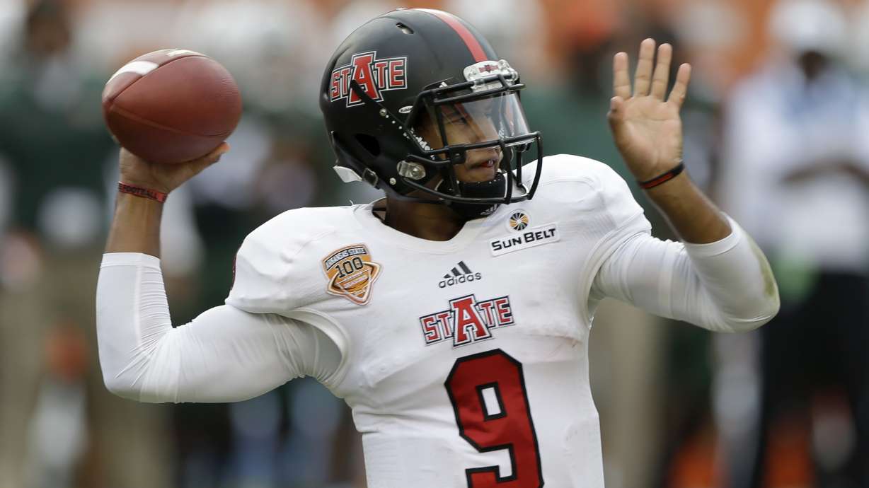 Arkansas St. rallies past Utah St. 21-14 in OT