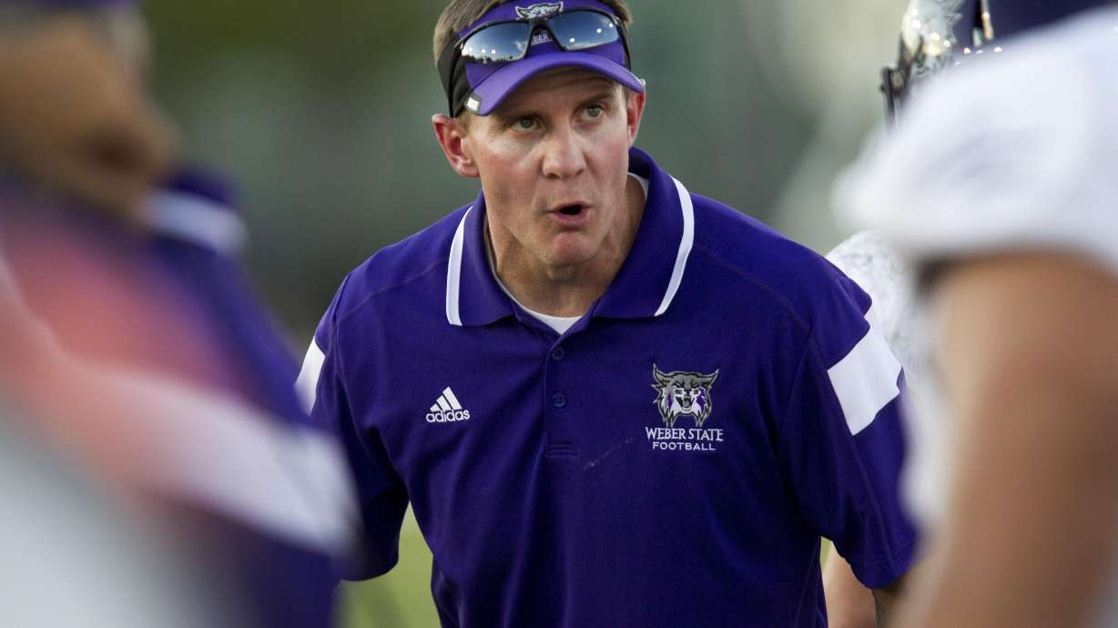 Weber State head coach Jay Hill Sept. 13, 2014
