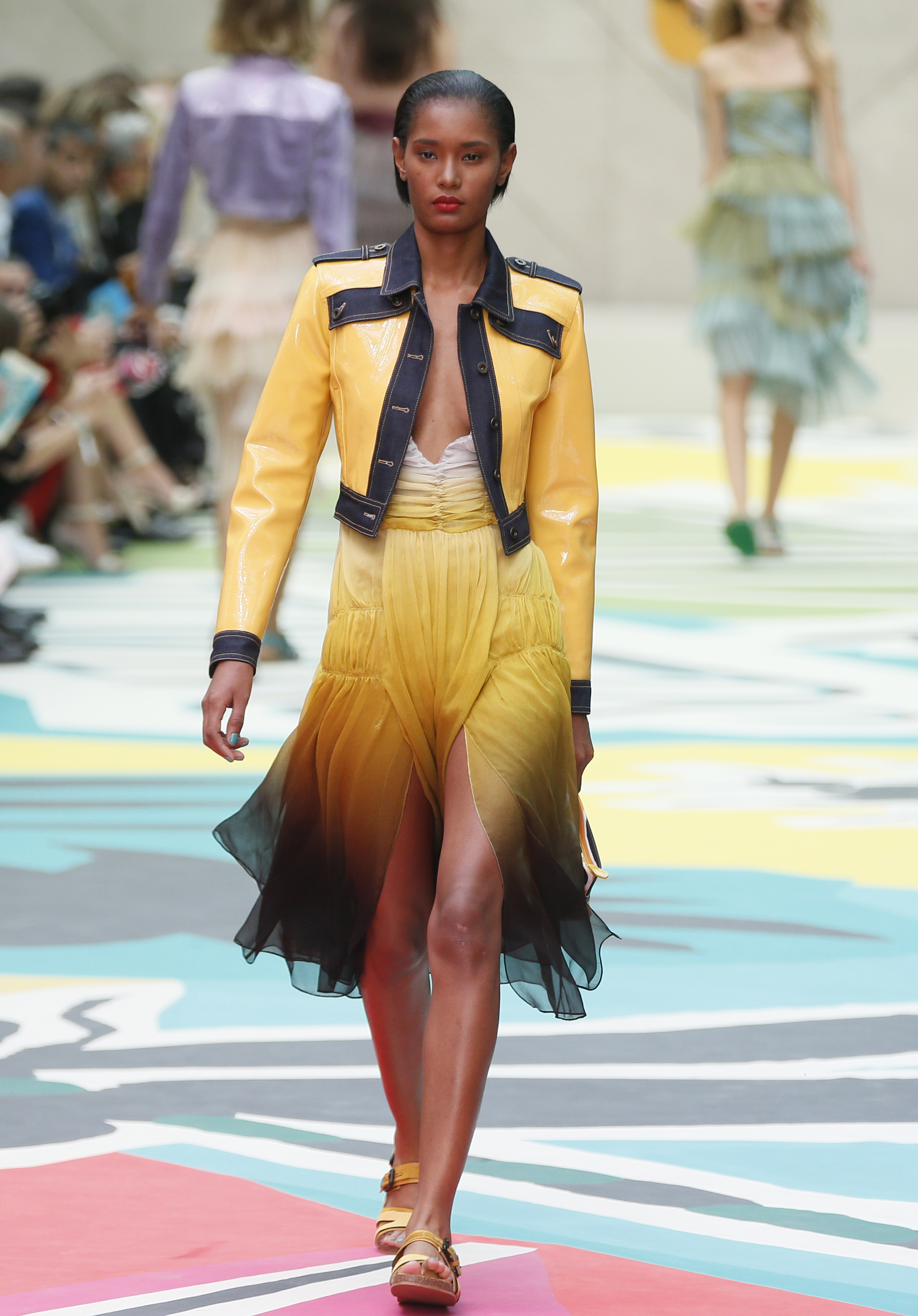 Rainbow hues, jean jackets at Burberry's show