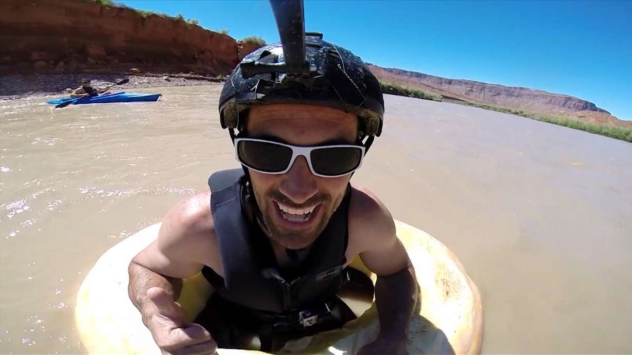 Utah man rides giant pumpkin down the Colorado River