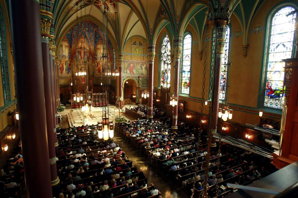 Hundreds attend Easter Mass at the Cathedral of the Madeleine Sunday, April 8, 2012, in Salt Lake City.