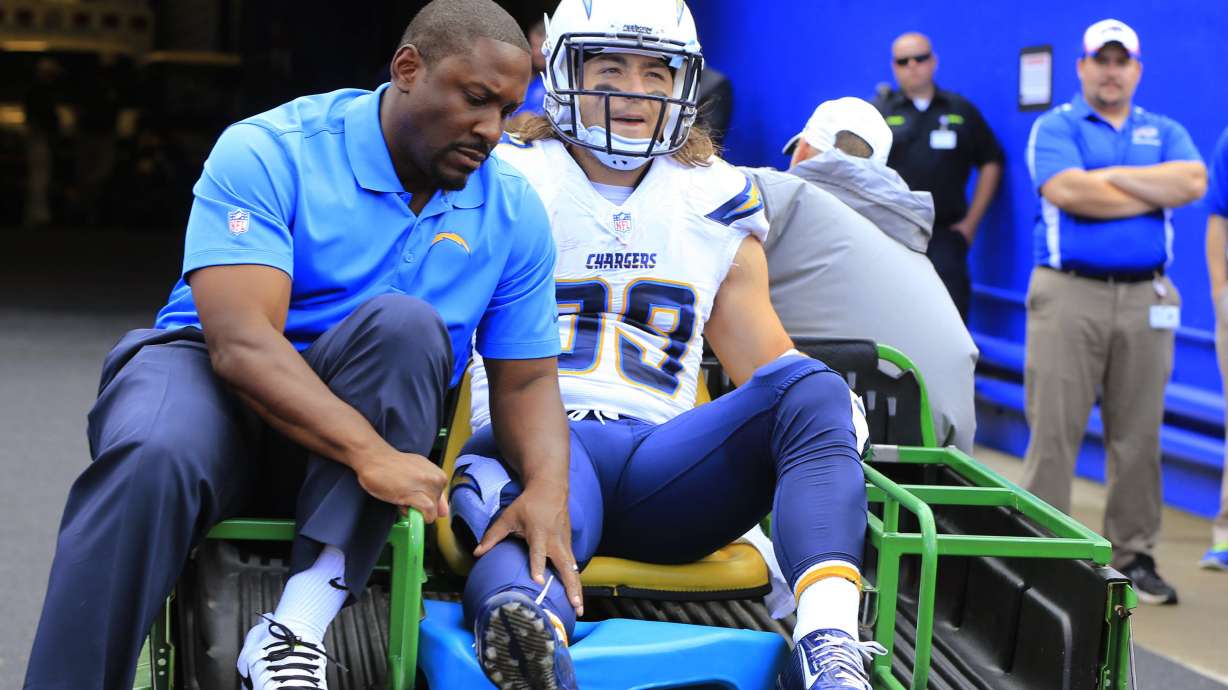Chargers running back Woodhead out for year