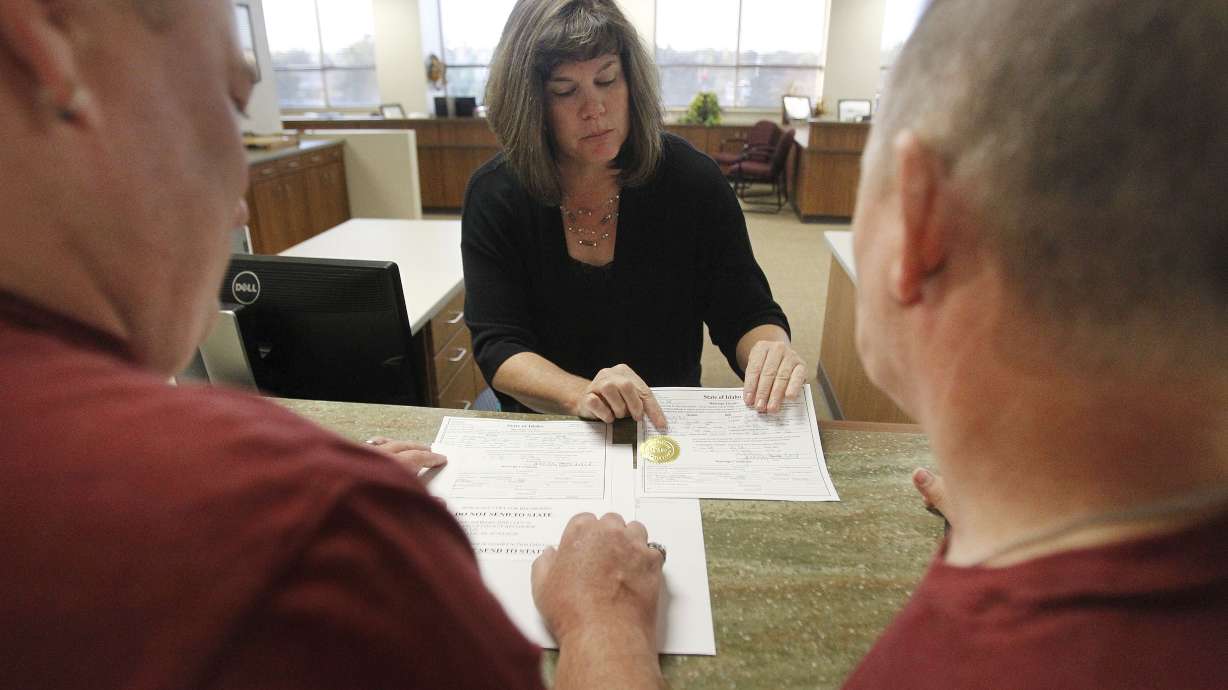 1 Idaho gay couple gets license, another denied