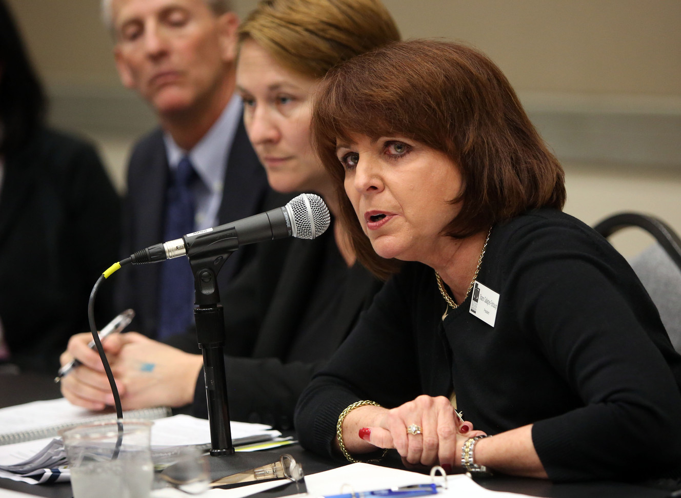 Sharon Gallagher-Fishbaugh, Utah's Teacher of the Year in 2009 and the nation's top educator in 2010, talks on a panel about education policy at the Utah Education Association Convention and Education Exposition at the South Towne Expo Center in Sandy on Thursday, Oct. 16, 2014. (Photo: Kristin Murphy, Deseret News)