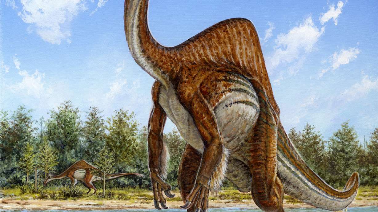 Goofy dinosaur blends Barney and Jar Jar Binks