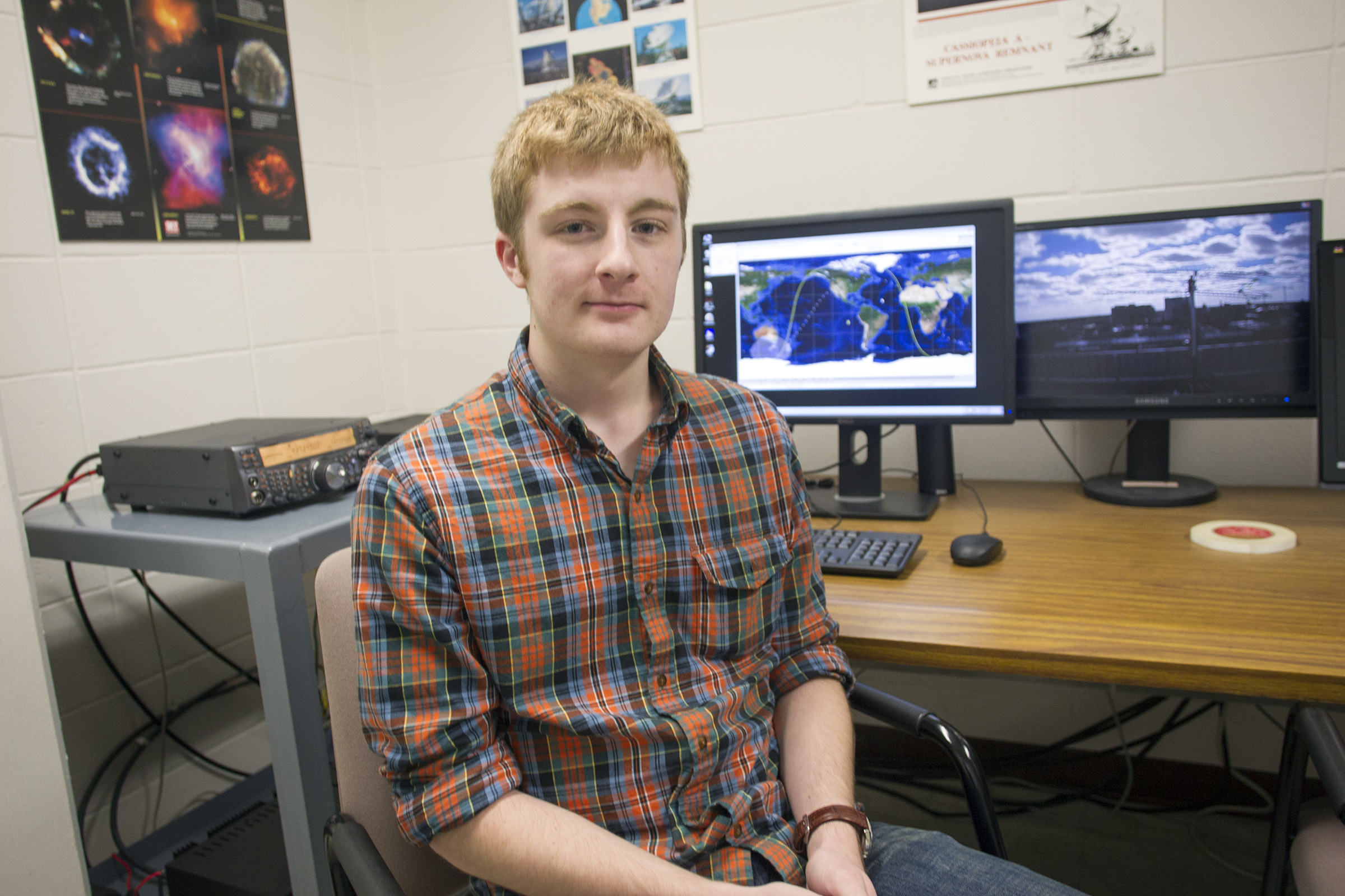 Student texts space station with rooftop antennae