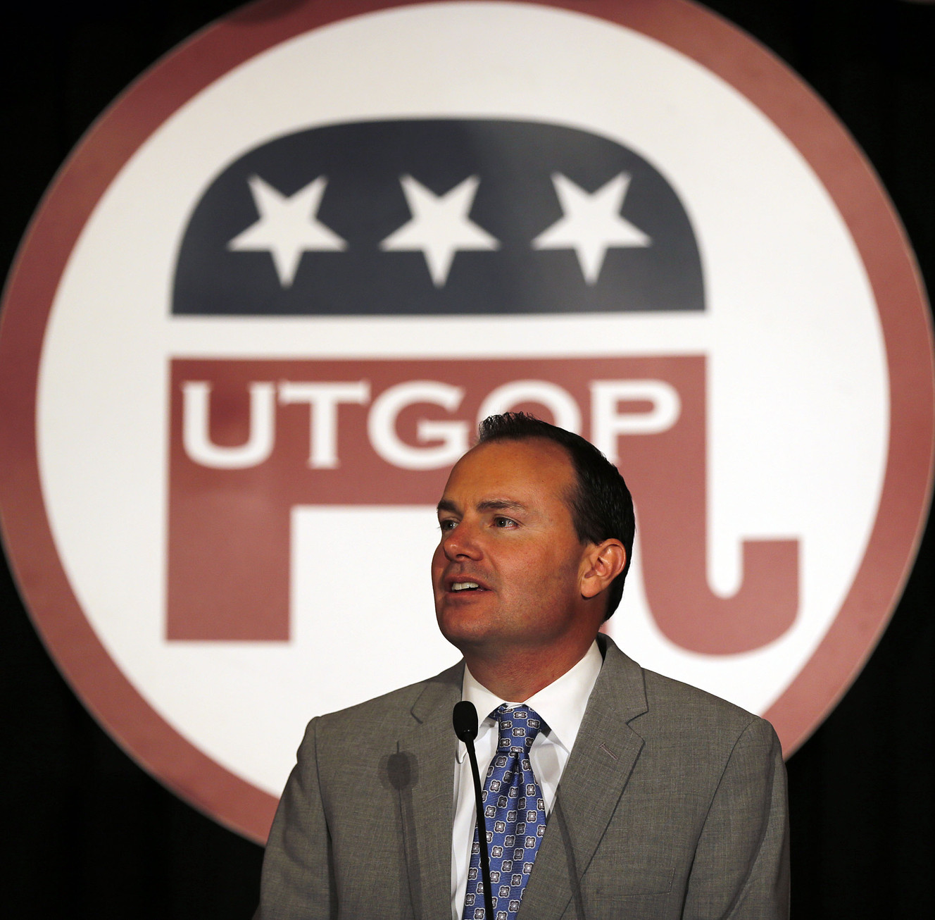 Sen. Mike Lee, R-Utah, introduces Sen. Orrin Hatch, R-Utah, on election night in Salt Lake City, Tuesday, Nov. 4, 2014. (Photo: Ravell Call, Deseret News, File)