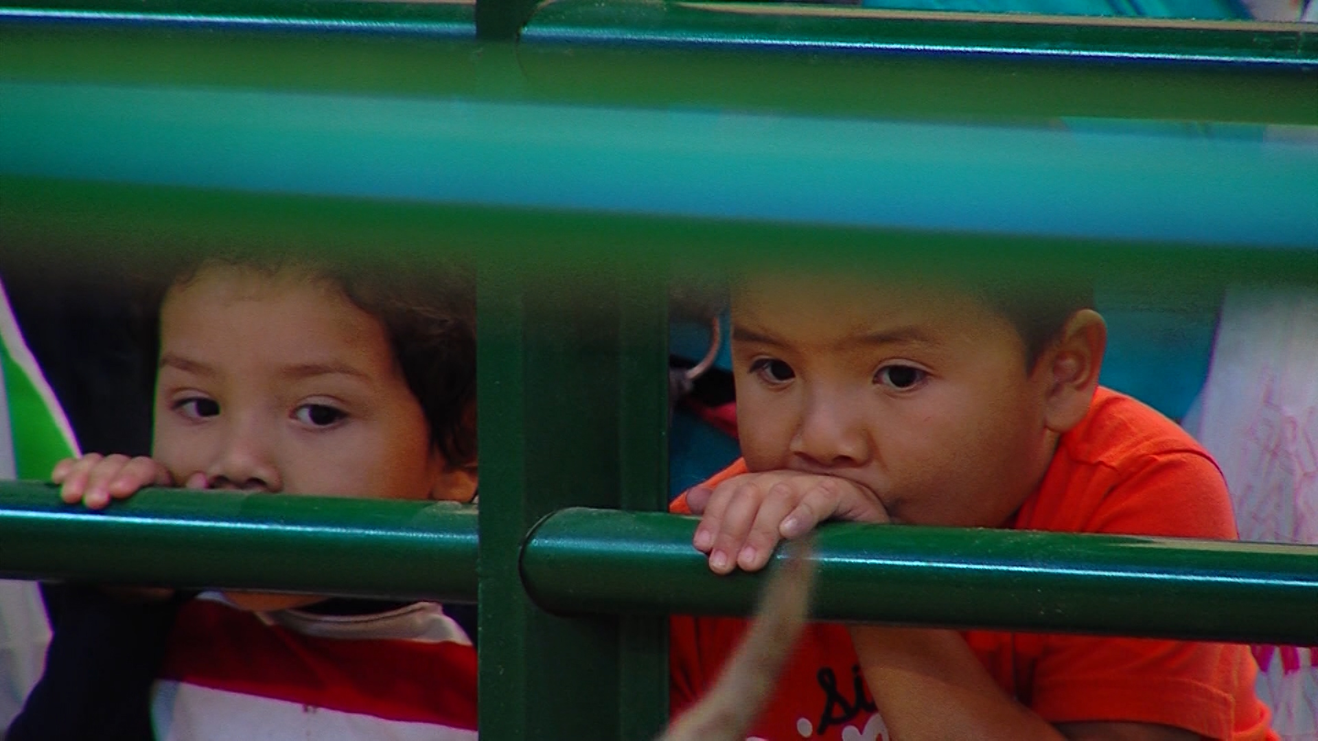 Kids at the Valley Fair Mall intently gazing at the display of live reindeer set up for the holiday season. (Wintson Armani/KSL TV).