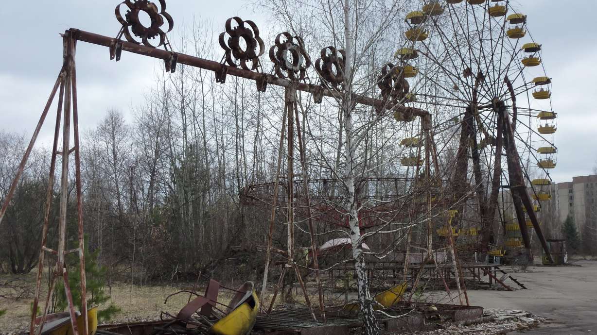 Drone footage shows derelict remains of Chernobyl and city of Pripyat