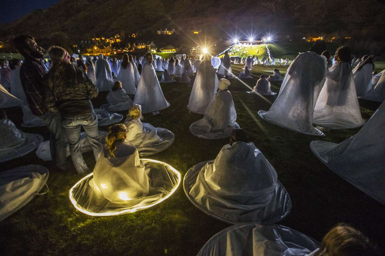 More than 1,000 participants gather Monday, Dec. 1, 2014, at Rock Canyon Park in Provo to set a world record for the largest live Nativity. (Photo: Scott G Winterton, Deseret News)