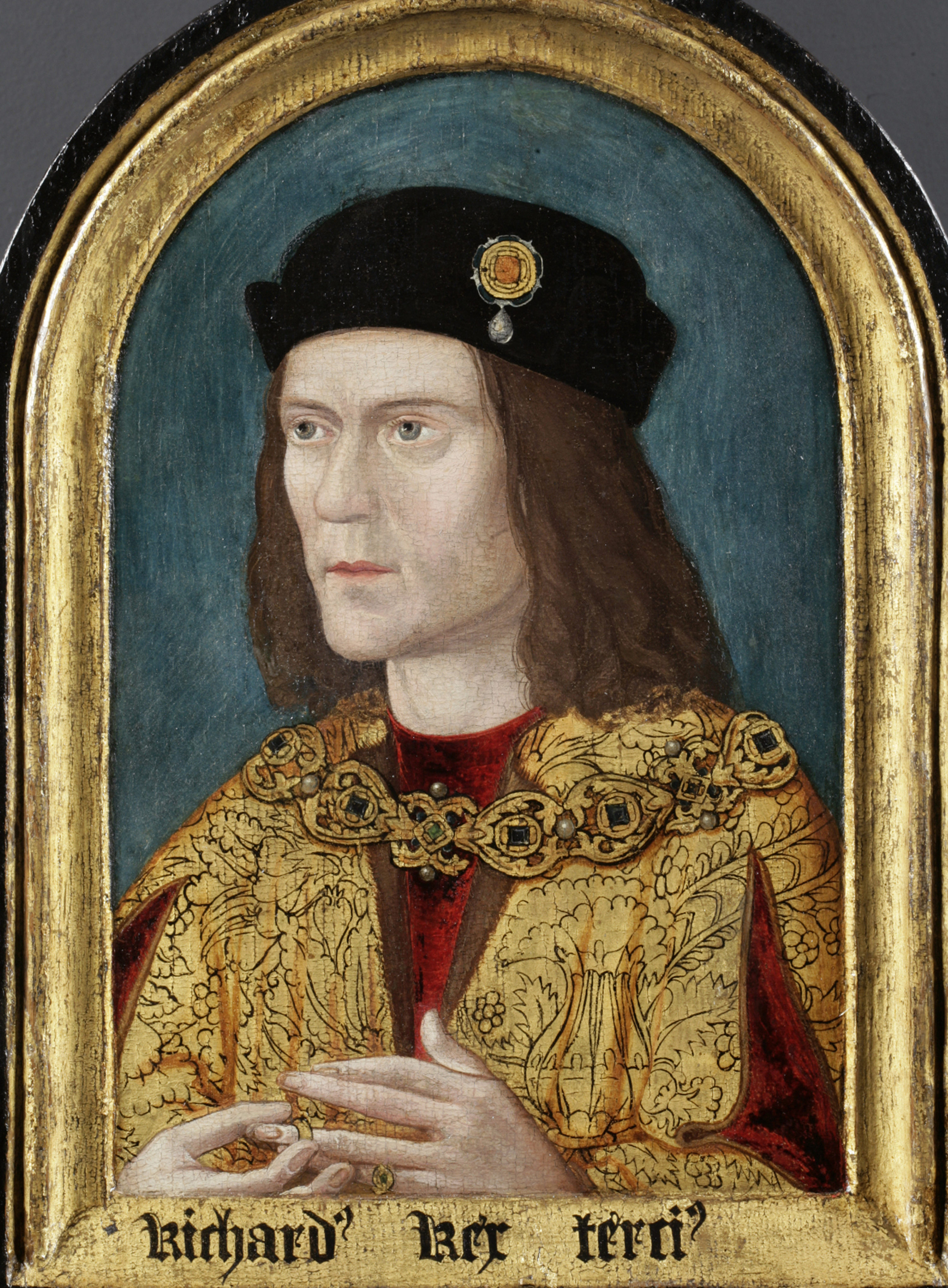 FILE- This is an undated file photo released by the University of Leicester, England, showing a portrait of Britain's King Richard II who's skeletal remains were found underneath a car park in Leicester, England, in September 2012, after being missing for around 500 years. According to research published Tuesday Dec. 2, 2014, in the Nature Communications journal, scientists compared the skeletonâ€™s DNA to predict eye and hair color of the long lost king. However samples from living relatives found no matches, a discovery that could throw the nobility of some royal descendants into question, including Henry V, Henry VI and the entire Tudor royal dynasty. But Kevin Schurer, pro vice-chancellor of the University of Leicester, said Englandâ€™s current royal family does not claim Richard III as a relative and shouldnâ€™t be worried about the legitimacy of their royal line. (AP Photo/Society Of Antiquities Of London via University of Leicester, FILE)