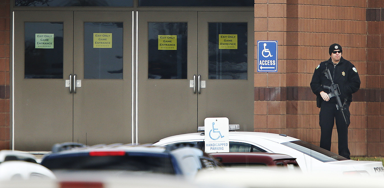Law enforcement lock down Fremont High School after reports of a student with a gun were made in Ogden Monday, Dec. 1, 2014. (Photo: Jeffrey D. Allred, Deseret News)
