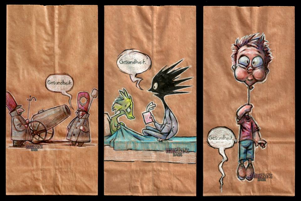 Dad draws incredible art on daughters' lunch bags every Friday